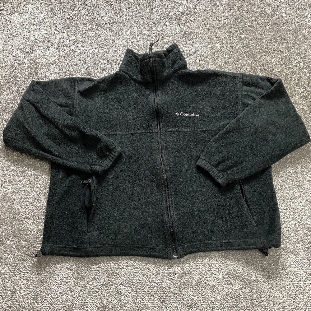 Columbia Active Jacket Mens Large Gray Full Zip Logo Hiking Outdoor Adult Fleece